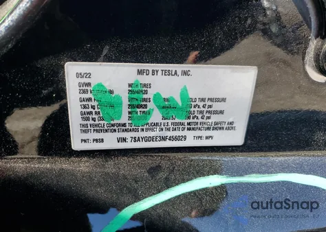 2022 Tesla Model Y from USA, damaged, VIN 7SAYGDEE3NF456029